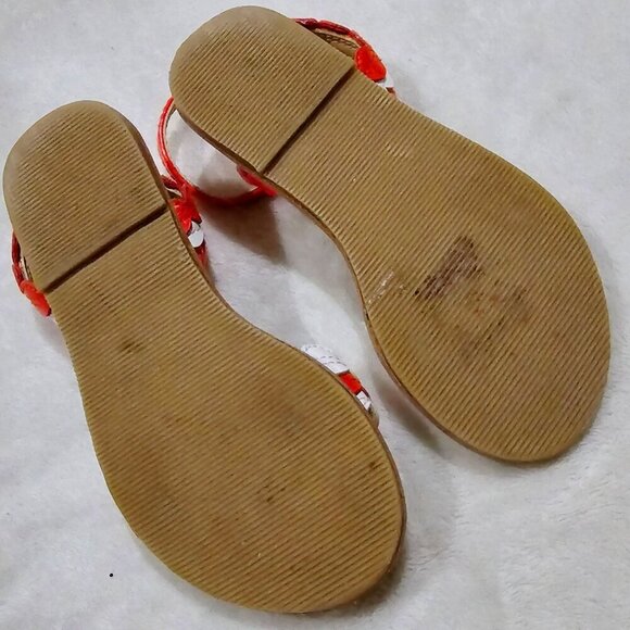 Janie & Jack Scalloped Sandals | Red White Faux Leather Girls Sz 10 Preloved - Picture 6 of 7